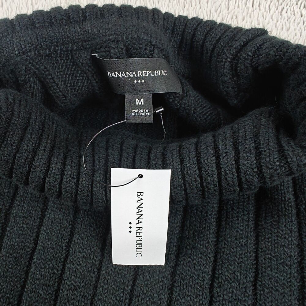 Banana Republic Cozy Turtleneck Sweater Men's M Black Ribbed Mockneck NWT - Picture 4 of 7